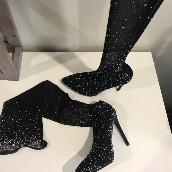 BLACK Sexy Sock Heels - Picture 3 of 9